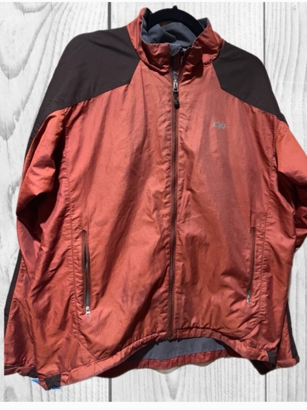 Outdoor Research Credo Jacket Men's XL Orange Gray Full Zip Softshell Fleece